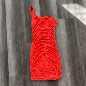Ruched Orange Naked Wardrobe Mini Dress